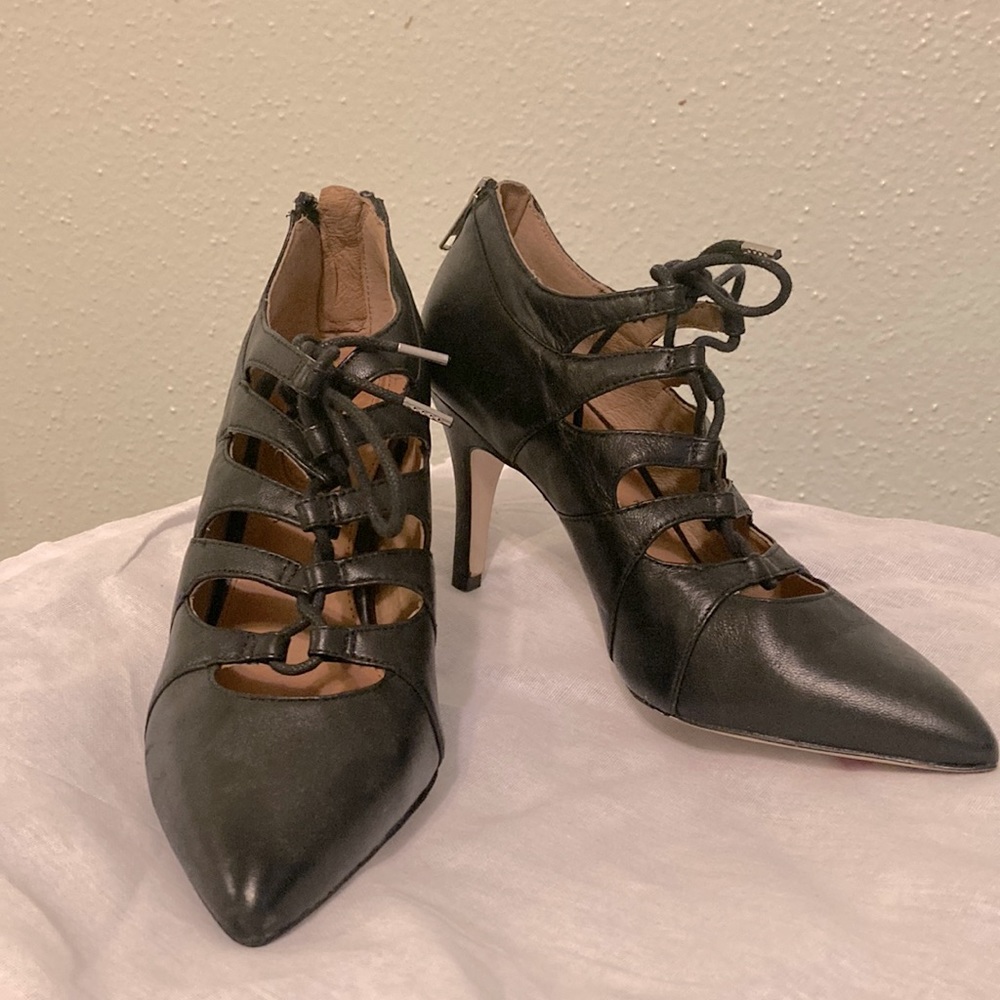 Corso Como Black Leather Lace-Up Cocktail Heels  New Without Tags (NWOT) - Picture 2 of 7